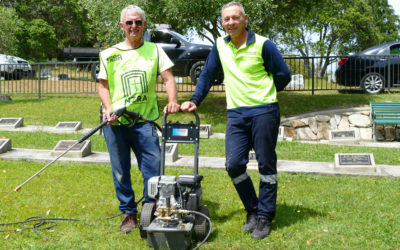 Local water blasters help clean up cemeteries