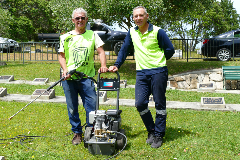 Local water blasters help clean up cemeteries